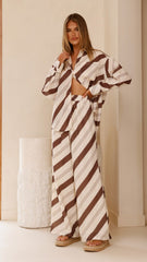 Torrey Button Up Long Sleeve Shirt - Cream/Cacao