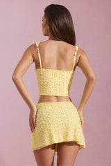 Jianna-Embellished Low-Rise Mini Skirt in Yellow
