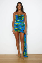 RUNAWAY Paradise Mini Dress Blue Floral