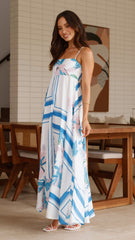 Kaethe Maxi Dress - White/Blue