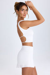 Kika-Ruched Mid-Rise Mini Skirt in White
