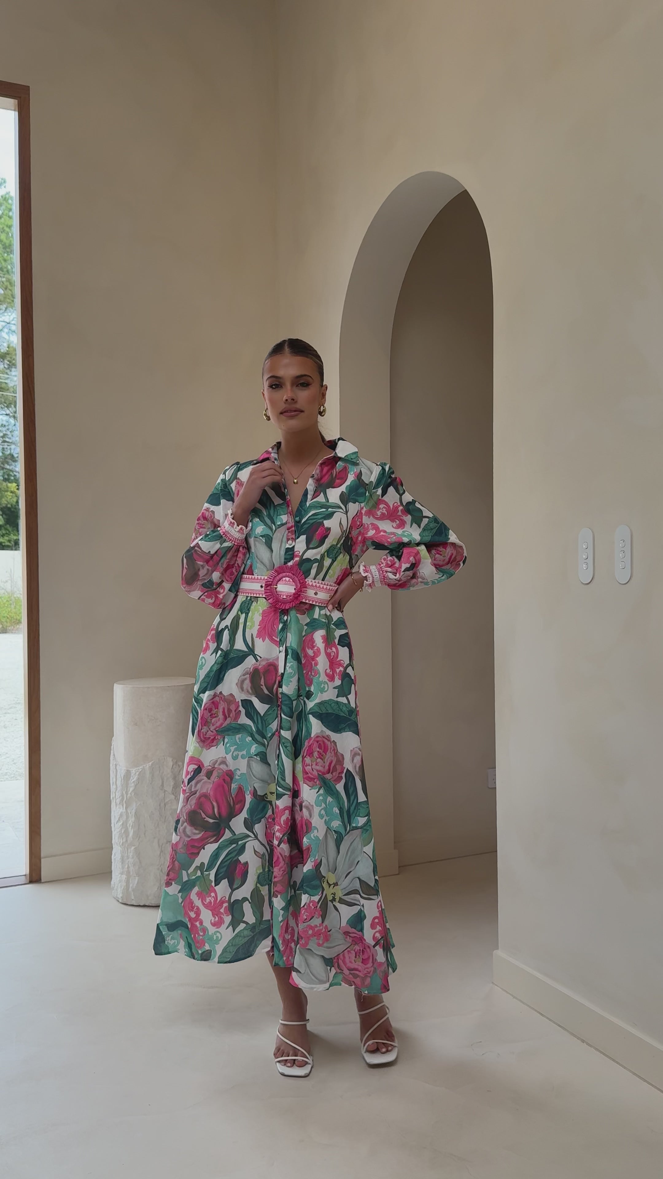 Aida Long Sleeve Maxi Dress - Spritz Pink