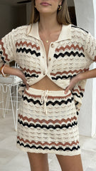 Greta Button Up Shirt - Natural Stripe