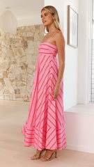 Kaethe Maxi Dress - Pink / Red Stripe