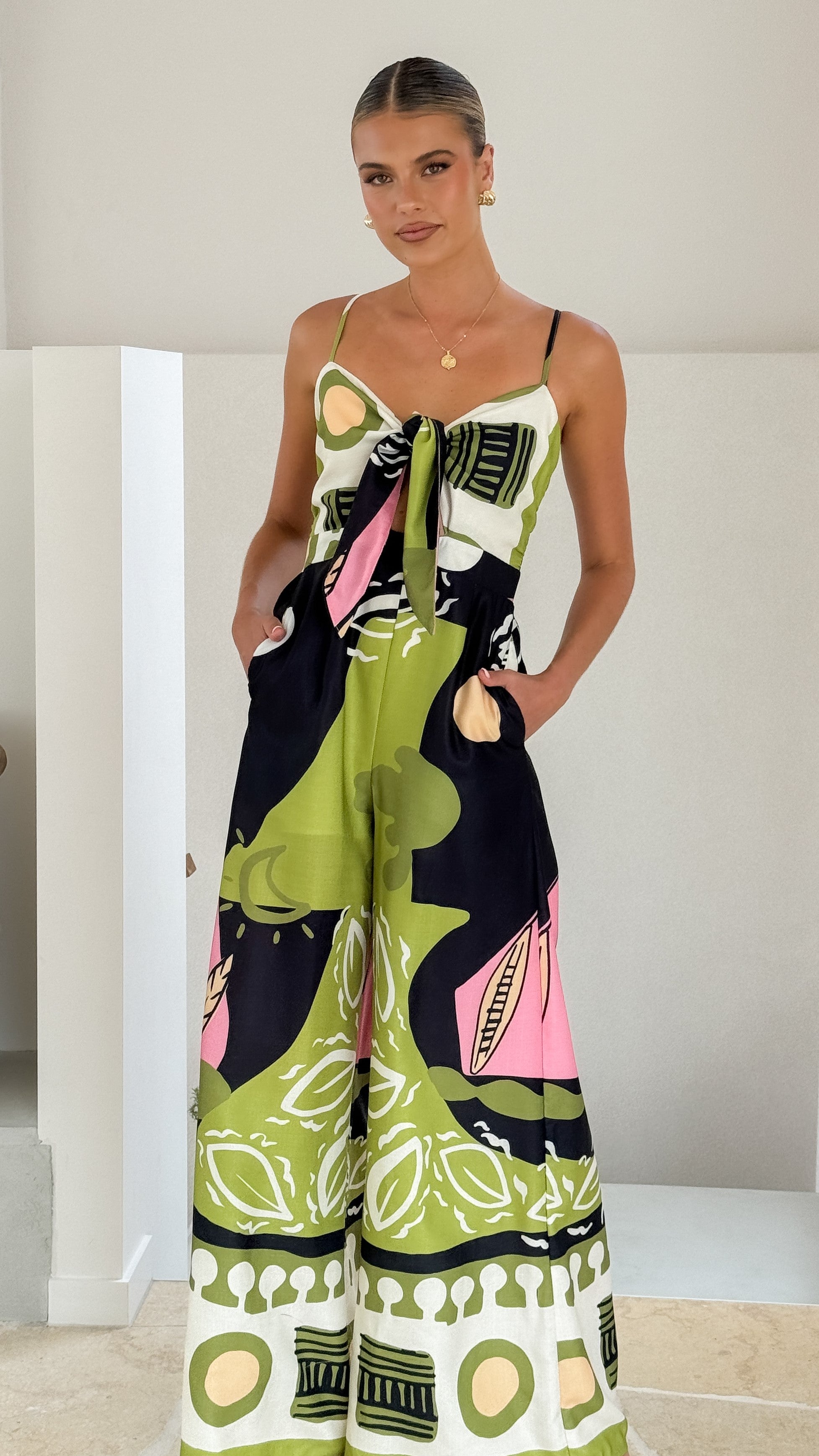 Teresa Jumpsuit - Green/Pink