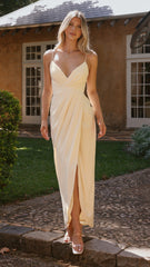 Charlotte Draped Maxi Dress - Yellow