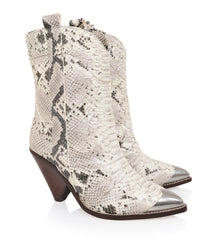 White Grey Skin Low Calf Cowboy Boot