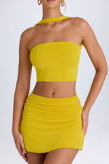 Kika-Ruched Mid-Rise Mini Skirt in Buttercup