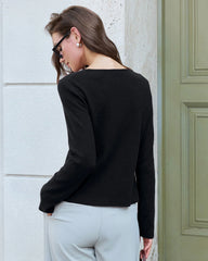 Black Button Knit Cardigan