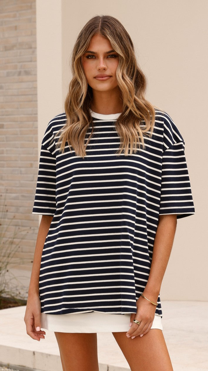 Jeto Oversized Tee - Navy/White