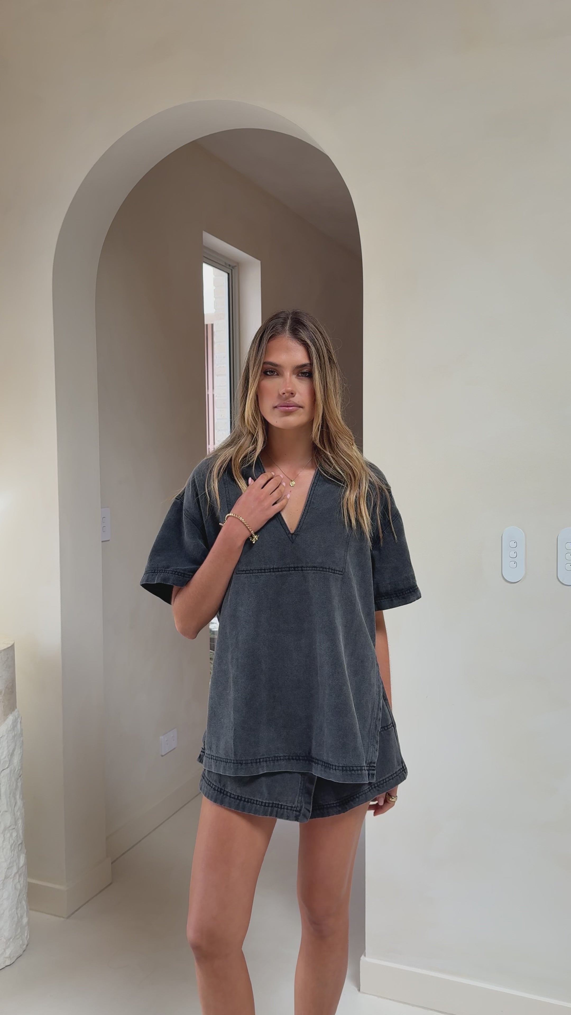 Alaina Oversized Shirt - Black Denim