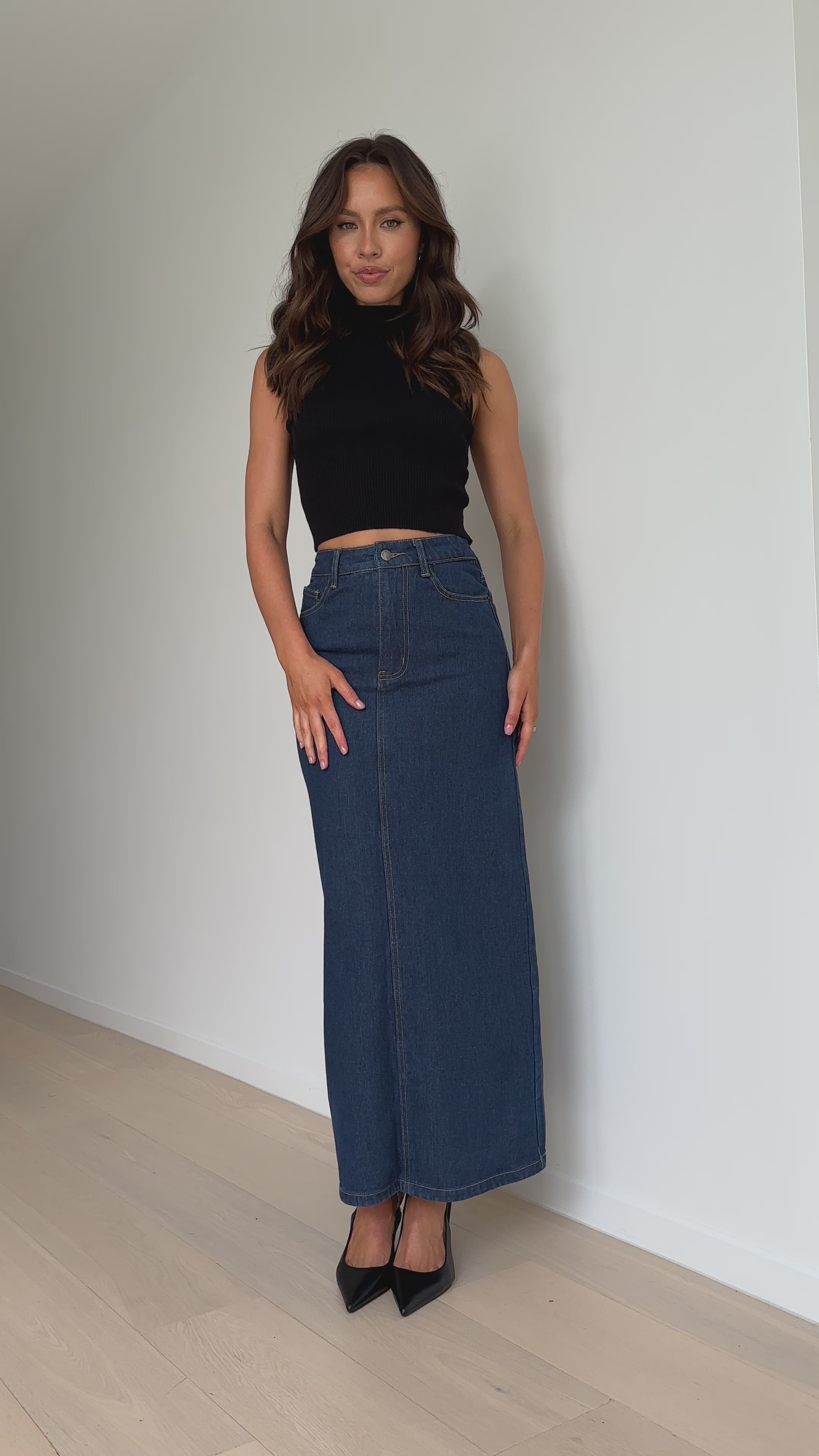 Fiona Denim Maxi Skirt - Indigo