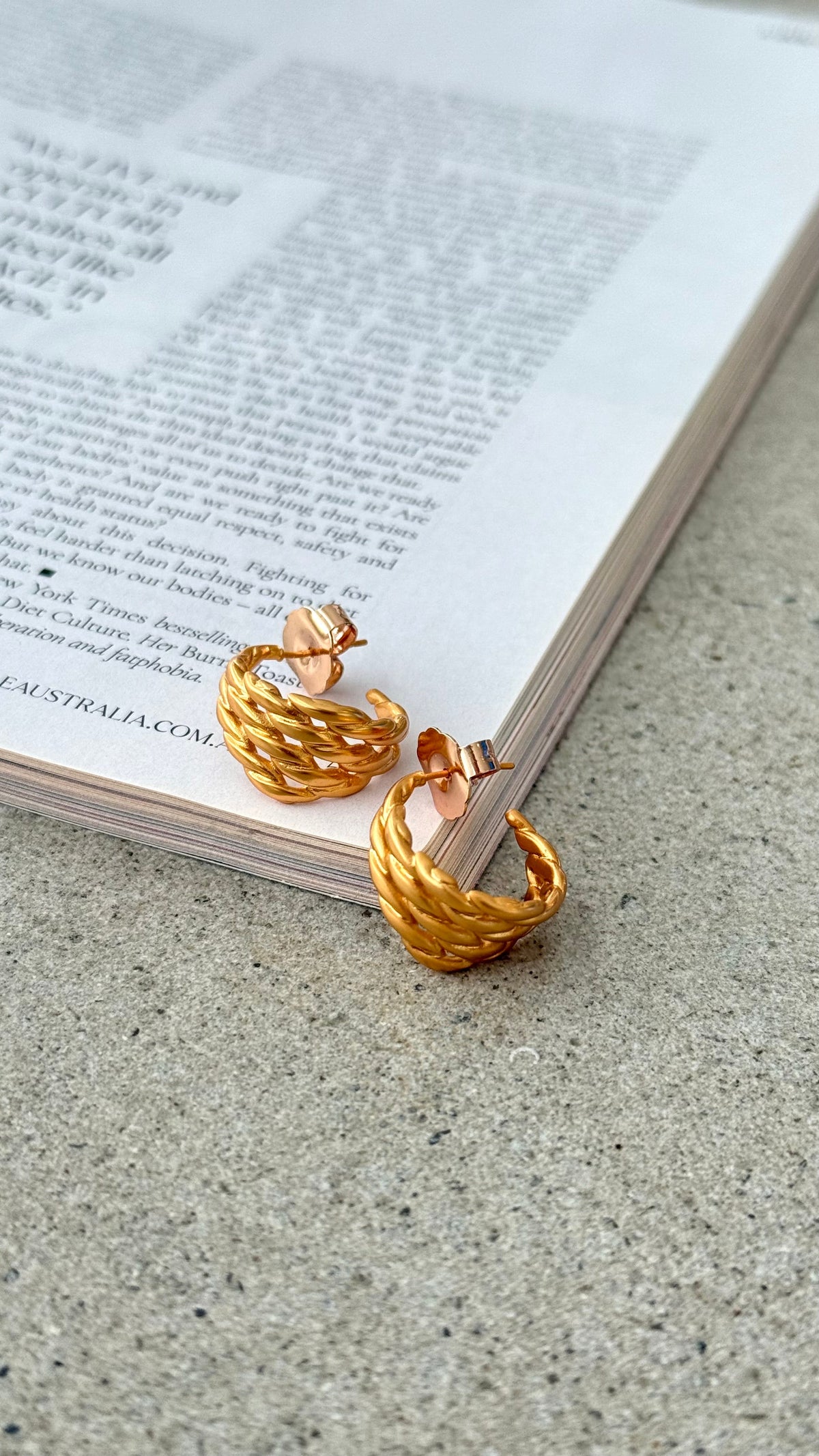 Twisted Multi Layer Hoop Earrings - Gold