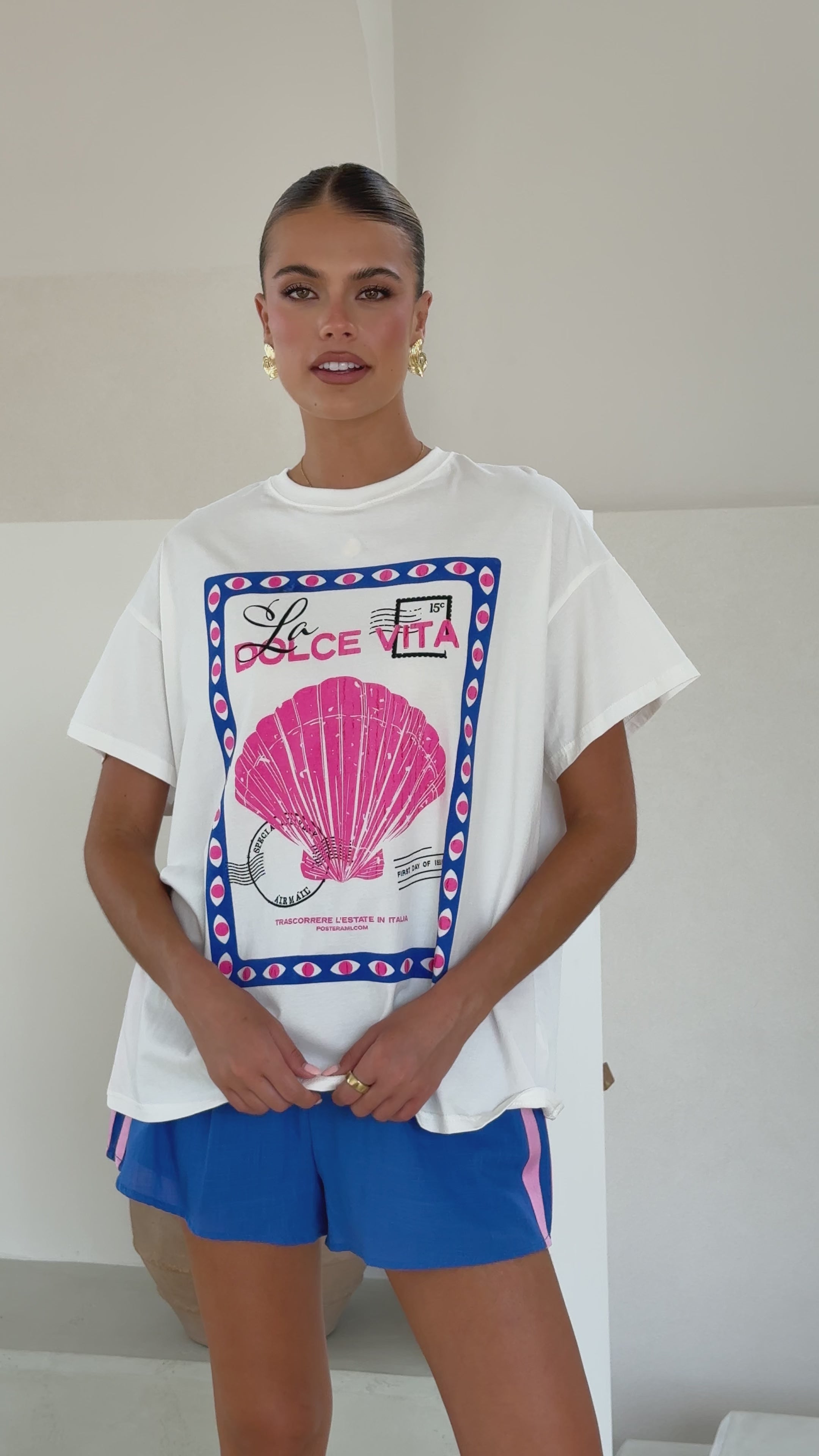 La Dolce Top and Shorts Set - Pink/Blue