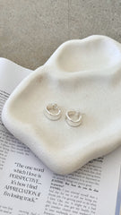 Rolled Edge Mini Wide Hoops - Silver