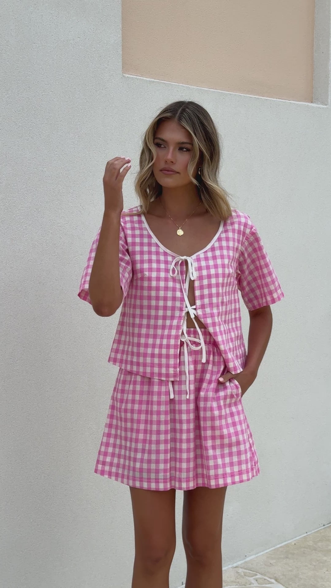 Madison Mini Skirt - Pink/White Gingham