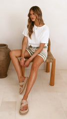 Janella Knit Shorts - Green / Cream Stripe