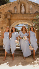 Emma One Sleeve Maxi Dress - Blue