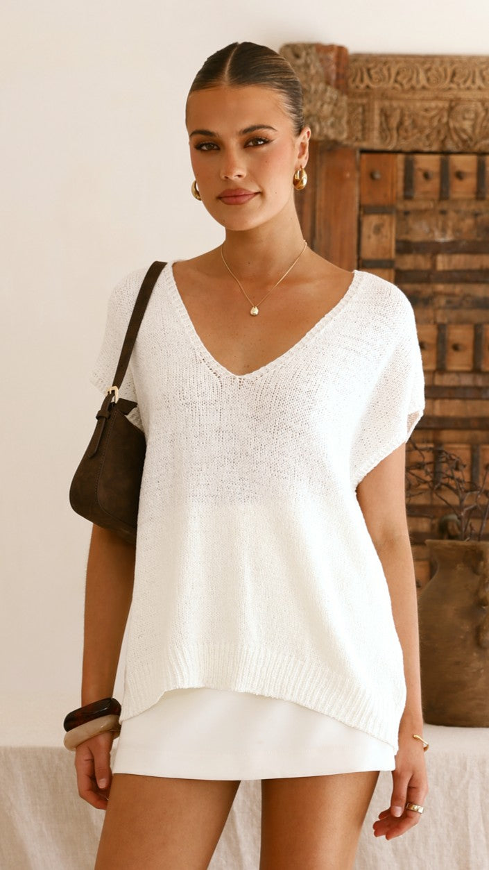 Stelaria Knit Top - White