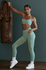 High Waist Wrap Over Leggings in Green