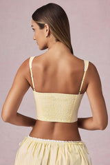 Magda-Bow-Detail Crop Top in Lemon Yellow Stripe