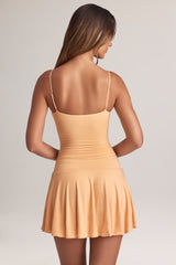 Kelbie-Modal Ruched A-Line Mini Dress in Peach