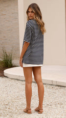 Jeto Oversized Tee - Navy/White