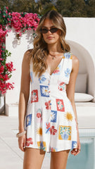 Jamison Button Down Playsuit - Belle Print