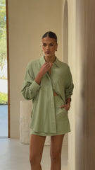 Charla Button Up Top - Sage