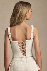 Nami-Lace-Up Corset Top in Ivory