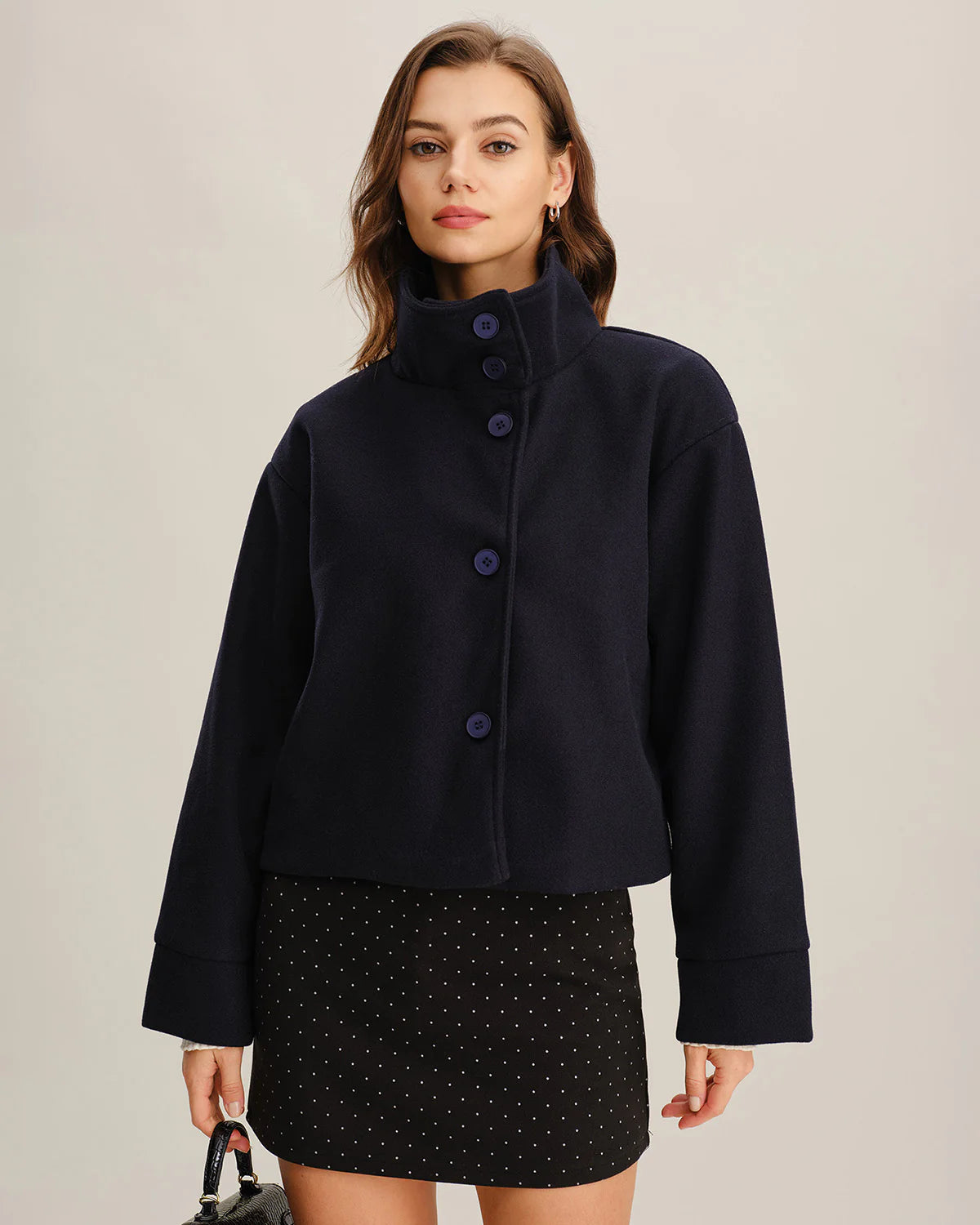 Blue Single Breasted Loose Jacket