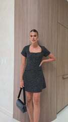 Karen Tweed Mini Dress - Black