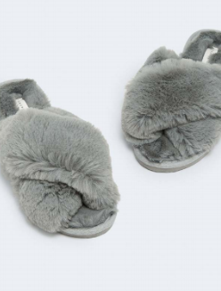 Jessica Fluffy Slippers - Grey