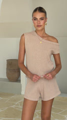 Robin Off Shoulder Top - Taupe