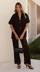 Azura Shirt And Pants Set - Black