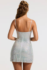 Svana-Embellished A-Line Mini Dress in Silver