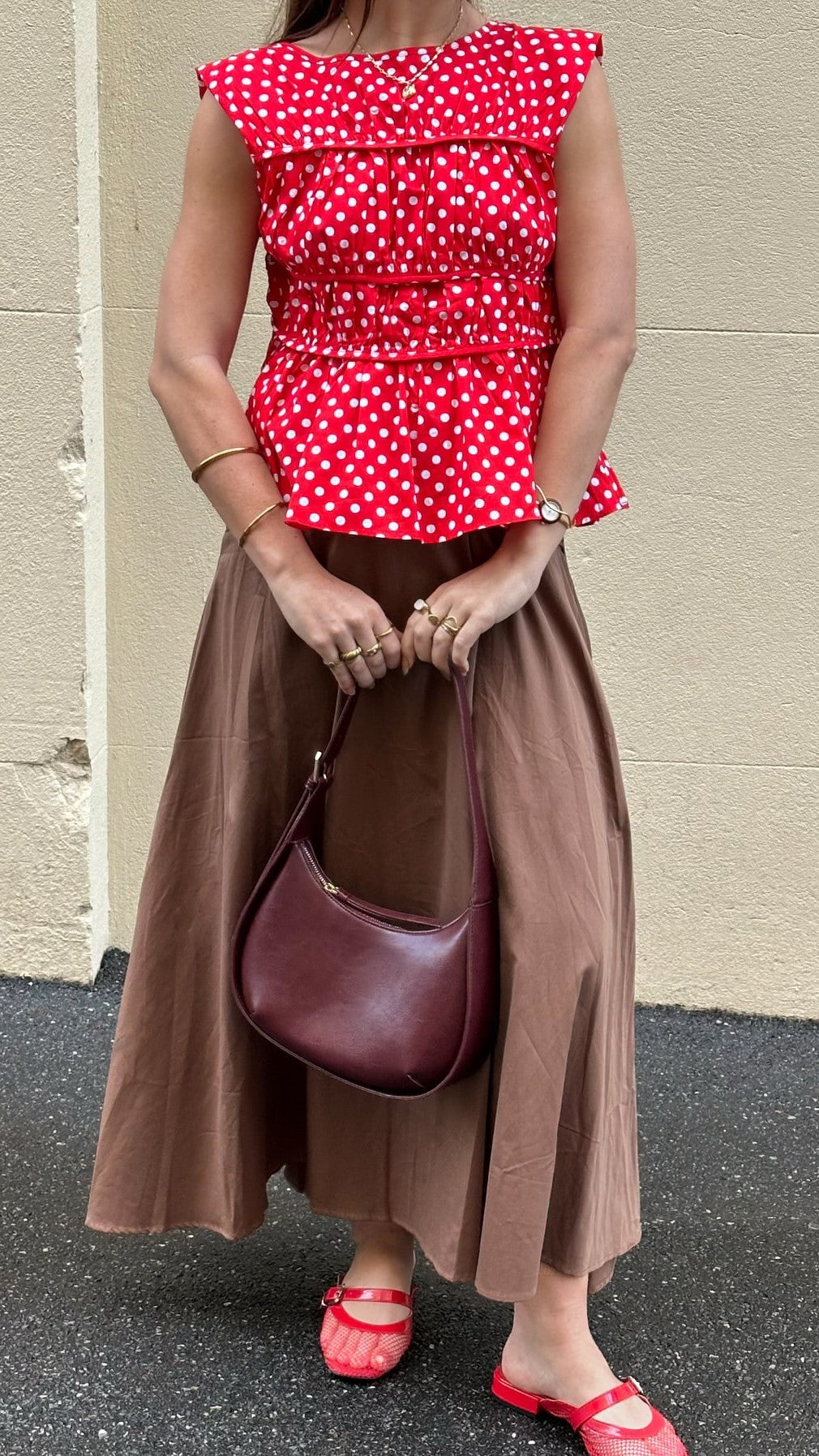 Harmonia Top - Red / White Polka Dot
