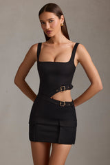 Acadia-Belted Cut-Out Mini Dress in Black
