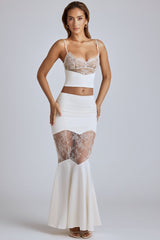 Sofie-Lace Panel Fishtail Gown Skirt in Ivory