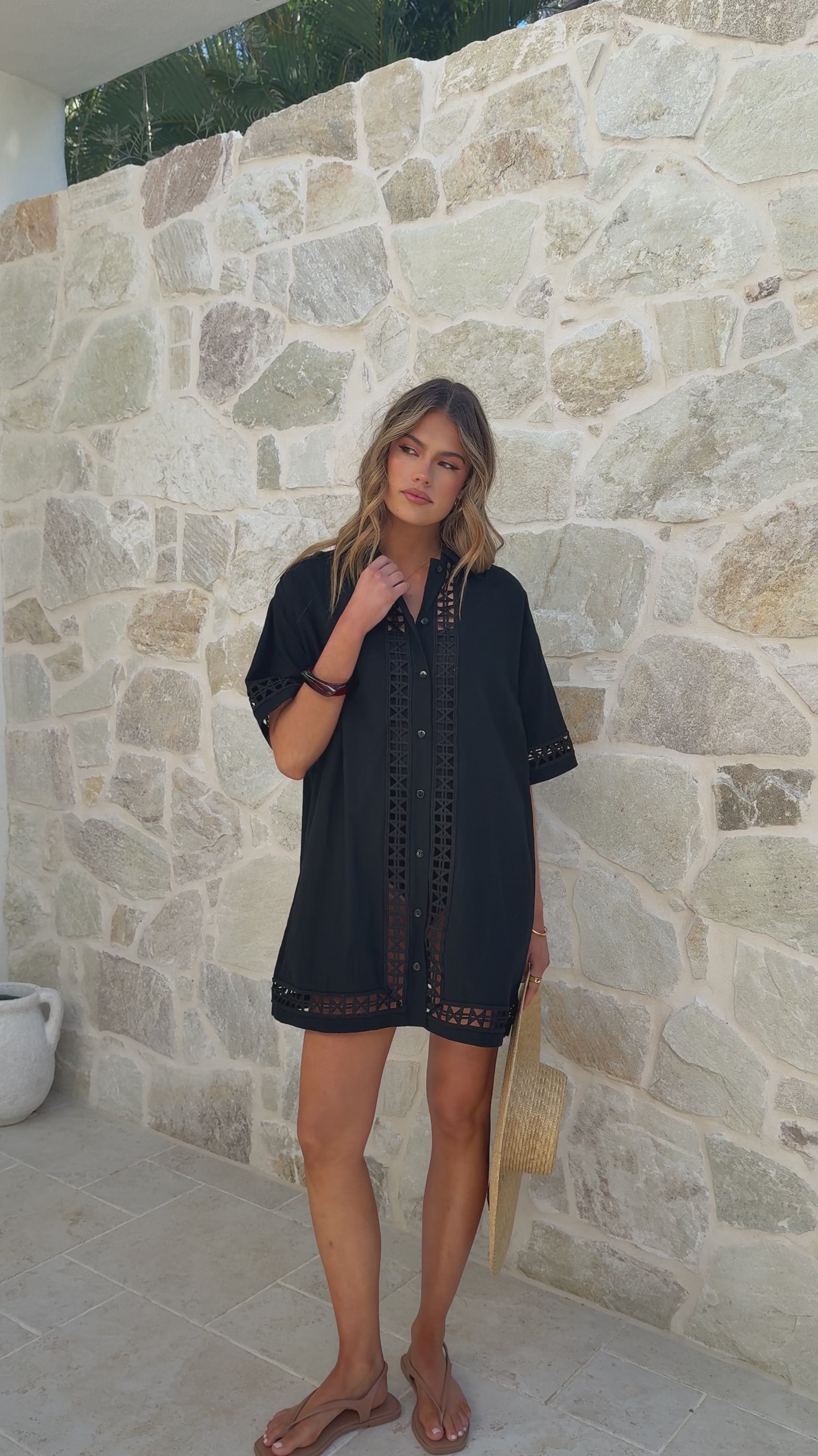 Halia Mini Shirt Dress - Black