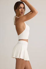 Keoni-Modal Ruched Low-Rise Mini Skort in White