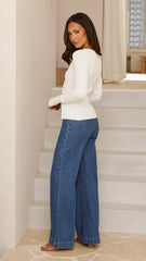 Lyra Long Sleeve Ribbed Top - White