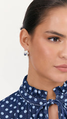 Rolled Edge Mini Wide Hoops - Silver