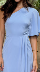 Emma One Sleeve Maxi Dress - Blue