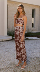 Kiva Crop Top - Brown Daylillies