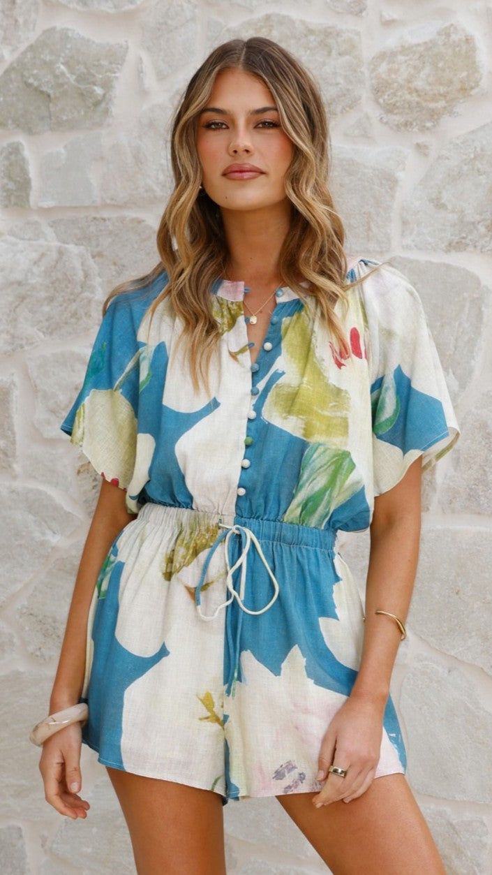 Santorini Playsuit - Blue Orchid