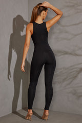 Vida-Racer Neck Jumpsuit in Black