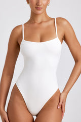 Nadia-Ribbed Modal Square Neck Bodysuit in White