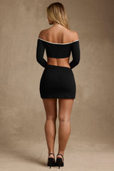 Mari-Modal Asymmetric-Waist Mini Skirt in Black
