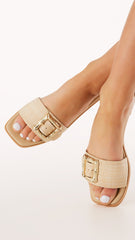 Xabi Slides - Natural Raffia